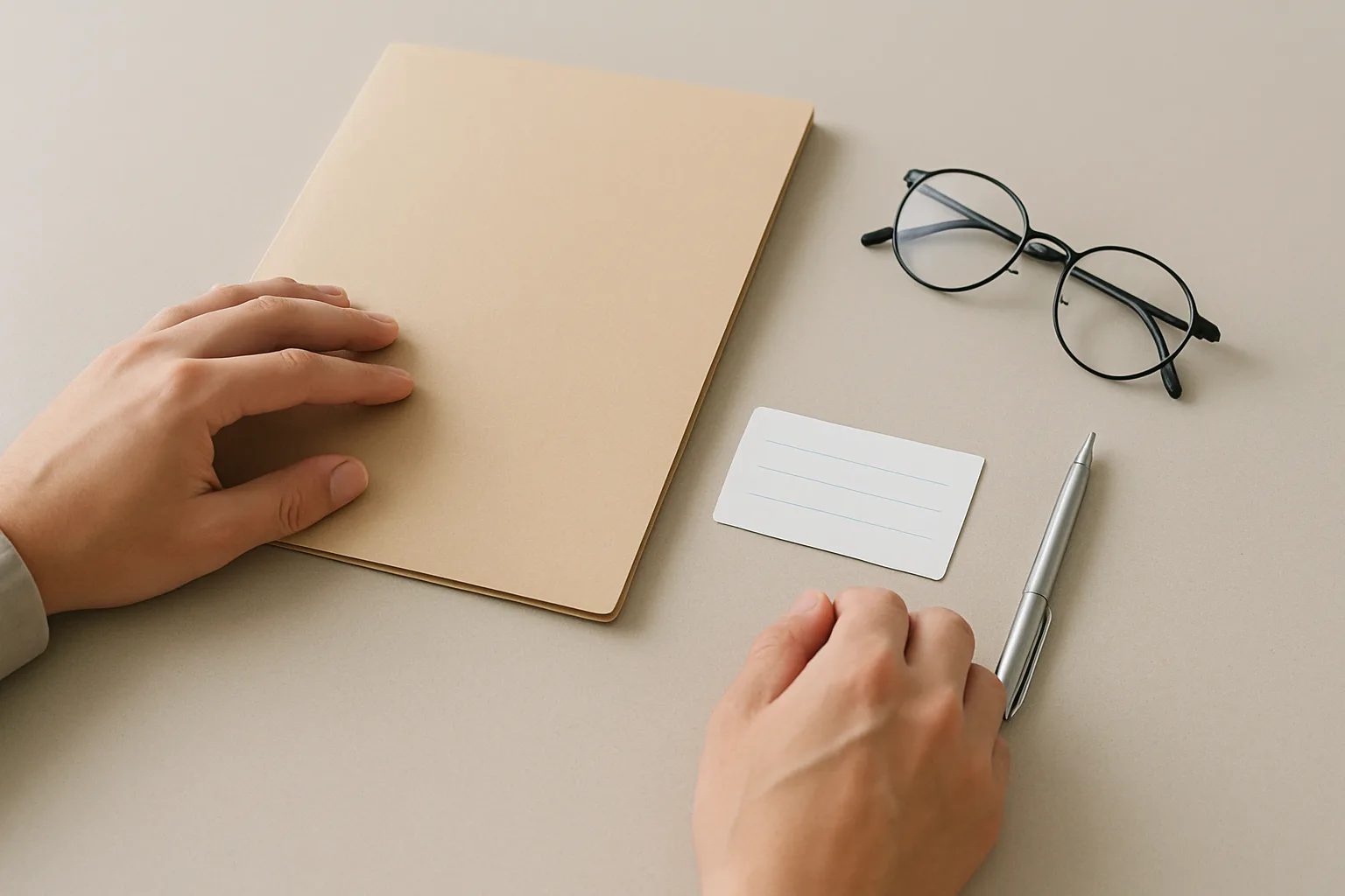 Des documents et des objets personnels sont préparés sur un bureau avant une consultation médicale.