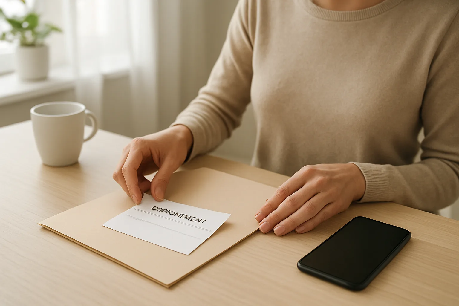 Une personne prépare des documents avant un rendez-vous médical.