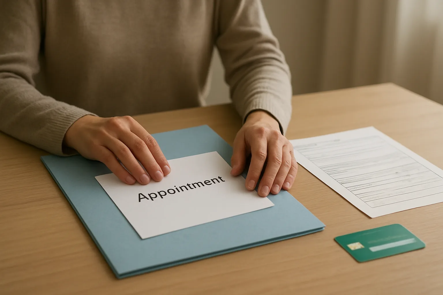 Une personne rassemble des documents médicaux avant une consultation spécialisée.